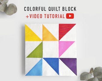 Colorful Quilt Block Pattern, quilting for beginners, Easy quilting