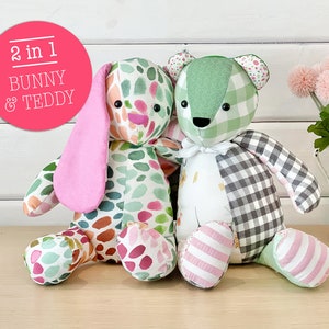 Teddy Bear Pattern and Bunny VIDEO tutorial 3 sizes, rabbit pattern, keepsake bear, image 5