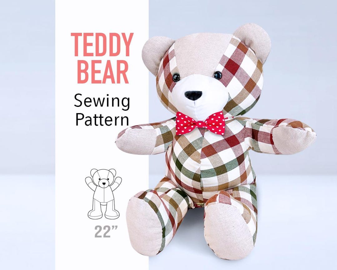Patron D'ours En Peluche Souvenir - Lot De 10 Motifs Réutilisables, Taille Finie 38x33 Cm, Pour Couture, Quilting Et DIY