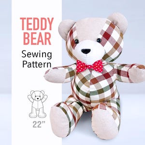 Memory Bear Pattern & Step-by-Step Sewing Tutorial -  Teddy bear sewing pattern, stuff animal sewing pattern, DIY Keepsake Bear