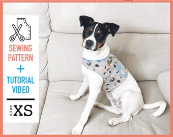 Dog harness Pattern + TUTORIAL VIDEO, pdf Sewing Pattern (Size XS), dog harness pattern, dog clothes, sewing pattern, diy