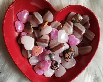 Natural Pink Crystal Hearts