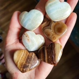 Banded Calcite Crystal Heart Set / Duo