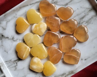 Honey Orange Calcite Crystal Hearts