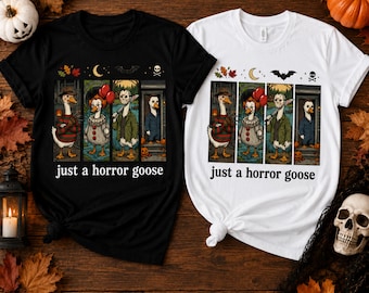 Just a Horror Goose PNG, Retro Goose Horror-inspired costumes Characters Design, Creepy Silly Halloween Goose clipart, Sublimation design