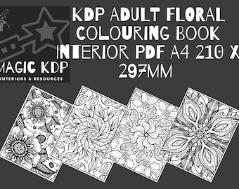 KDP Libro para colorear floral para adultos Interior PDF A4 210 x 297 mm