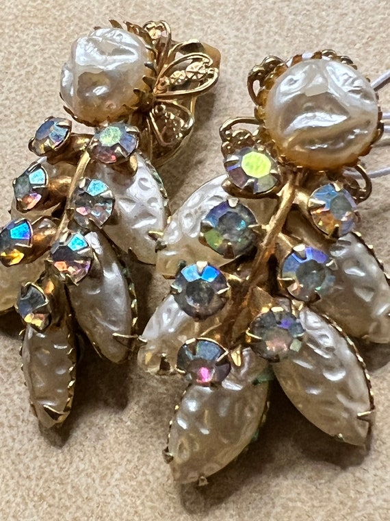 Vintage Beaujewels earrings rhinestone faux pearls