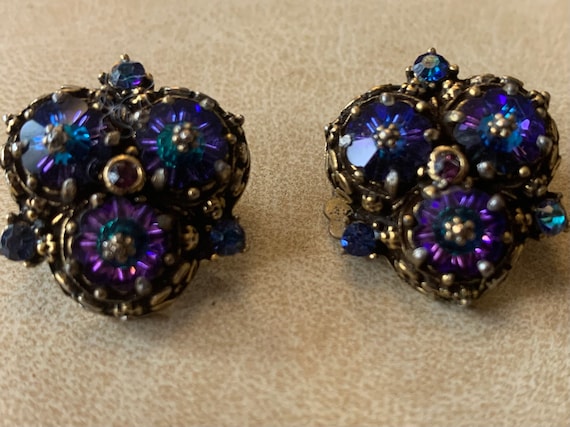 Weiss AB Rhinestone earrings (signed) - image 1