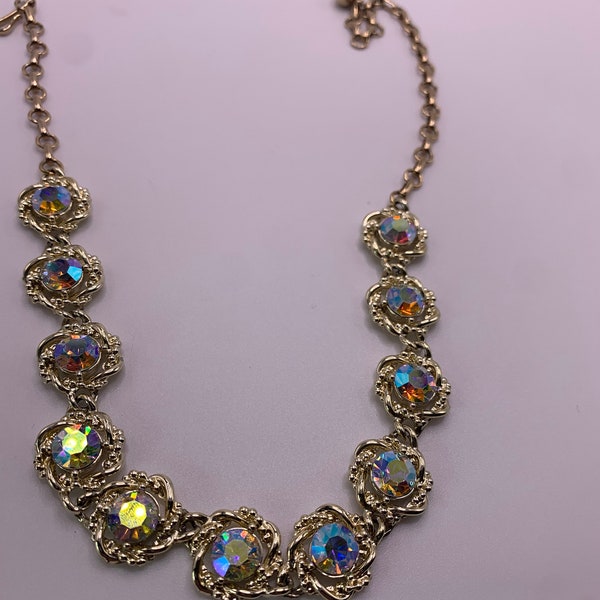 Vintage Coro Necklace with AB Rhinestones