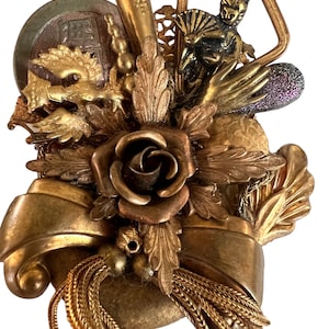 Vintage Maximal large  mixed media Brooch  4 inches x 3 inches  John Wind
