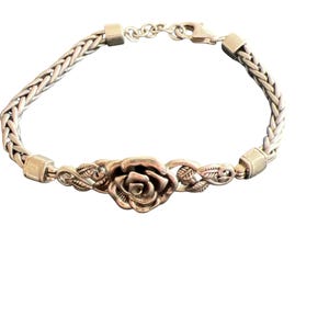 Sterling Silver Rose and wheat bracelet marked Israel 925