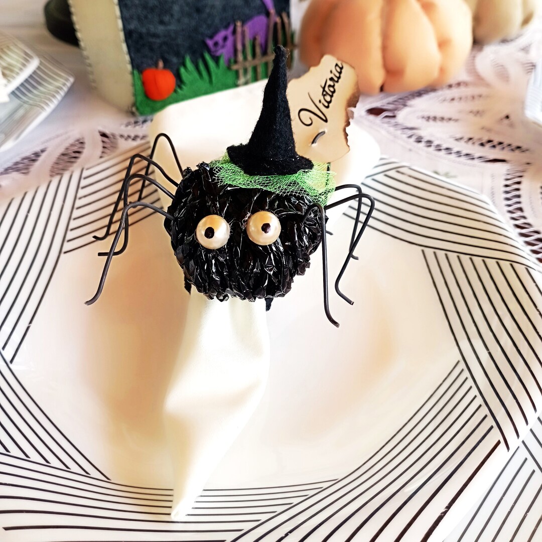 Custom Halloween Spider Place Card Holder Napkin Ring Table Etsy