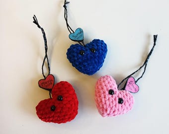 Gepersonaliseerde gehaakte hartsleutelhanger, gepersonaliseerde tasbedel, pluche ornament