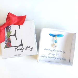 Personalisierter Anfangsbuchstabe Irgendwas Blaues, Hochzeitsschmuck, Geschenk für Braut und Tochter.  Hochzeitsgeschenk, Geschenk Tochter