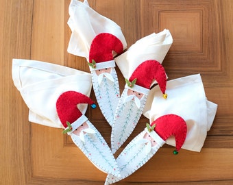 Aangepaste kerstman servetring, plaatskaarthouder. Aangepast kerstcadeau en bedankje.