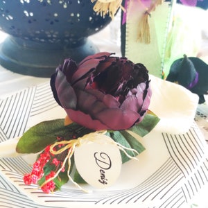Pfingstrosen-Blumen-Serviettenring, Tischkartenhalter, Danksagungstabellendekor, Hochzeit-Serviettenring, kundenspezifisches Geschenk, neues Hausgeschenk.