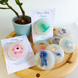 Saponetta Transparent Surprise Toys, regalo personalizzato per bambini e ragazzi, bomboniera per compleanno, bomboniera per baby shower. Promozione del marchio per l'asilo.