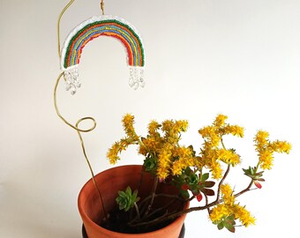 Rainbow Plant Stake Sun Catcher, Custom Plant Buddy, Raindrops Sun Catcher Garden decor, Unique Gift for Gardeners,  Father’s Day gift.