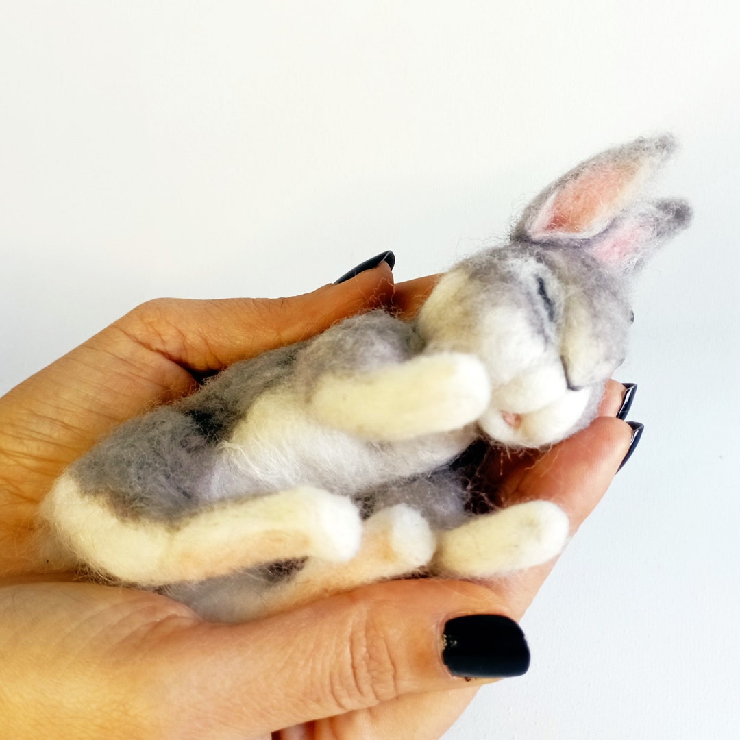 Needle Felted Sleeping Bunny, Easter Gift, Farmhouse Hare Basket Filler ...