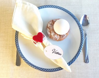 Red Heart Napkin Ring, Valentine's Day Table Decor, Wedding Favor.