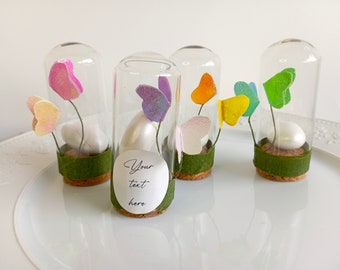 Butterfly in glass tube wedding favors, baby shower favors, thank you favors.