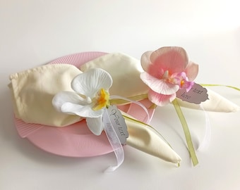 Orchidee servetringset, plaatskaarthouder, bruilofts- en feestservetten.