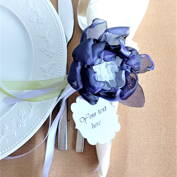 Flower napkin ring set, place card holder, wedding favor, easter table decor, custom gift.