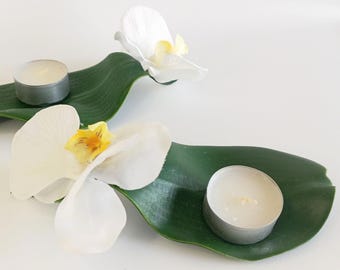 Cadeauset handgemaakte orchidee theelichthouder: tafeldecoratie met bloemen