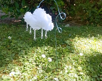 Handmade Raincloud Plant Stake Sun Catcher, Garden Decor