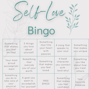 Tablero de bingo del amor propio