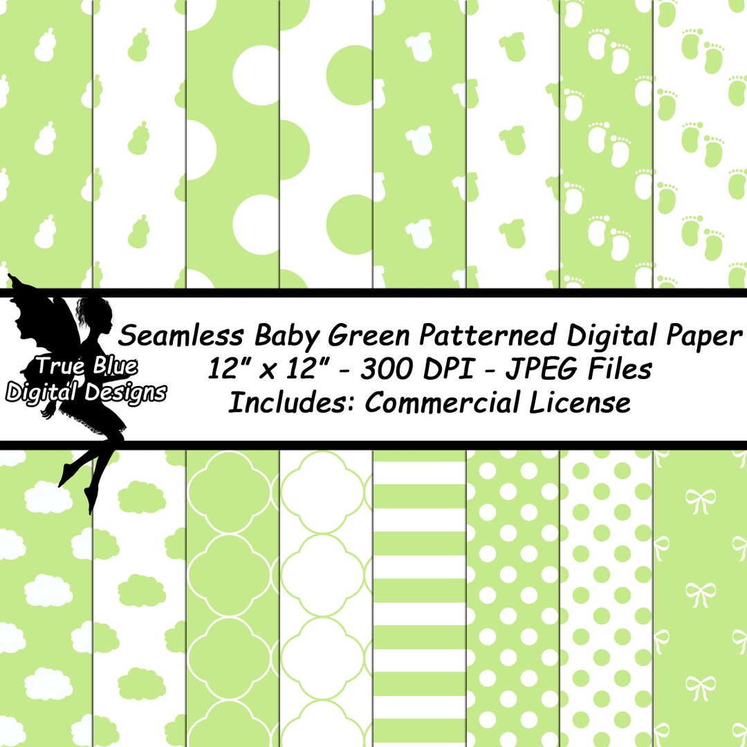 Pattern Baby Green Baby Green Digital Paper, Baby Paper, Nursery Paper, Green Patterned ...
