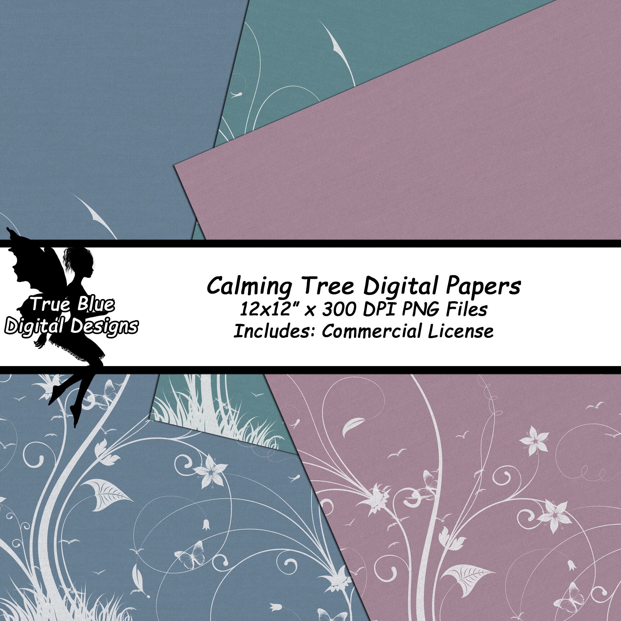 Calming Tree Digital Papers, Forest Themed Paper, Scrapbook Paper ...