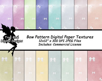 Bow Pattern Watercolor, Digital Paper Textures, Watercolor Digital Paper, Printable Paper, Watercolor Paper With Bows, Bows, Watercolor Bows