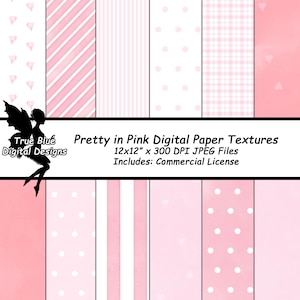 Pretty Pink Digital Paper, Pink Paper, Scrapbook Paper, Watercolor Stripes, Printable Paper, Watercolor hearts, Gingham Paper
