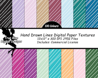 Hand Drawn Lines, Digital Paper, Lined Digital Paper, Digital Scrapbook Paper, Hand Drawn Lines Paper, Digital Paper, Textured Paper