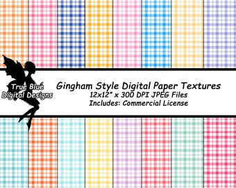 Gingham Style Digital Paper, Gingham Paper, Plaid Digital Paper, Fabric Textures, Seamless Backgrounds, Scrapbook Paper, Printable Paper