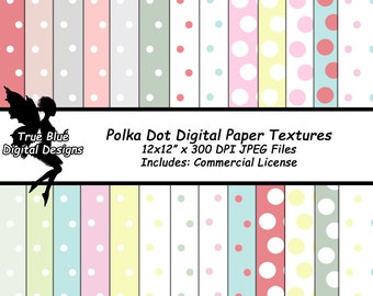 Polka Dot Digital Paper, Polka Dot Paper, Polka Dot Textures, Digital Paper Pack, Digital Papers, Scrapbook Paper, Dotted Paper, Printable