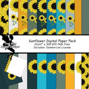 Sunflower Digital Paper, Digital Sunflower Paper, Sunflowers, Sunflower Scrapbook Paper, Digital Scrapbook Paper, Spring Paper, Printable