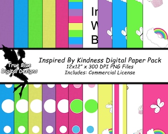 Vriendelijkheid Digitaal Papier, Regenboog Papier, Digitaal Plakboek Papier, Butterfly Papier, Cupcake Papier, Be Kind, Vriendelijkheid Journal, Journal Paper