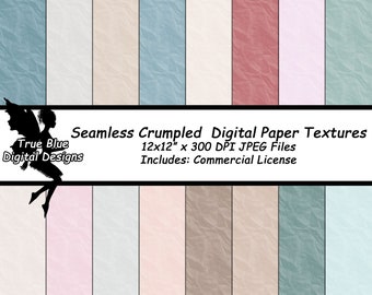 Crumpled Paper, Digital Paper, Crumpled Paper Textures, Scrapbook Paper, Instant Download, Printable Paper, Digital Scrapbook Paper