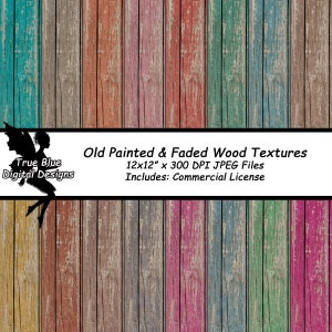 Old Painted Wood Textures, Faded Wood, Old Wood Digital Paper, Painted Wood, Old Wood Backgrounds, Digital Paper, Printable Paper