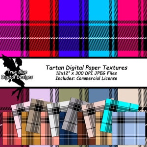 Tartan Digital Paper, Tartan Textures, Tartan Fabric Textures, Tartan Pattern, Seamless Tartan Fabric, Digital Papers, Printable Paper