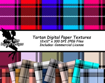 Tartan Digital Paper, Tartan Textures, Tartan Fabric Textures, Tartan Pattern, Seamless Tartan Fabric, Digital Papers, Printable Paper