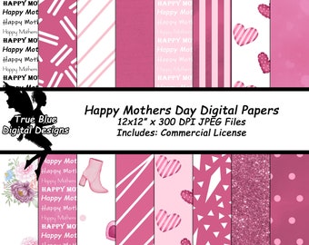 Happy Mothers Day, Digital Paper, Mothers Day Gift, For Her, Mothers Day, Printable Paper, Digital Scrapbook Paper, Scrapbook Paper