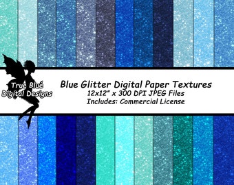 Seamless Blue Glitter, Digital Papers, Glam Digital Paper, Glitter Paper, Glitter Textures, Textured Paper, Scrapbook Paper