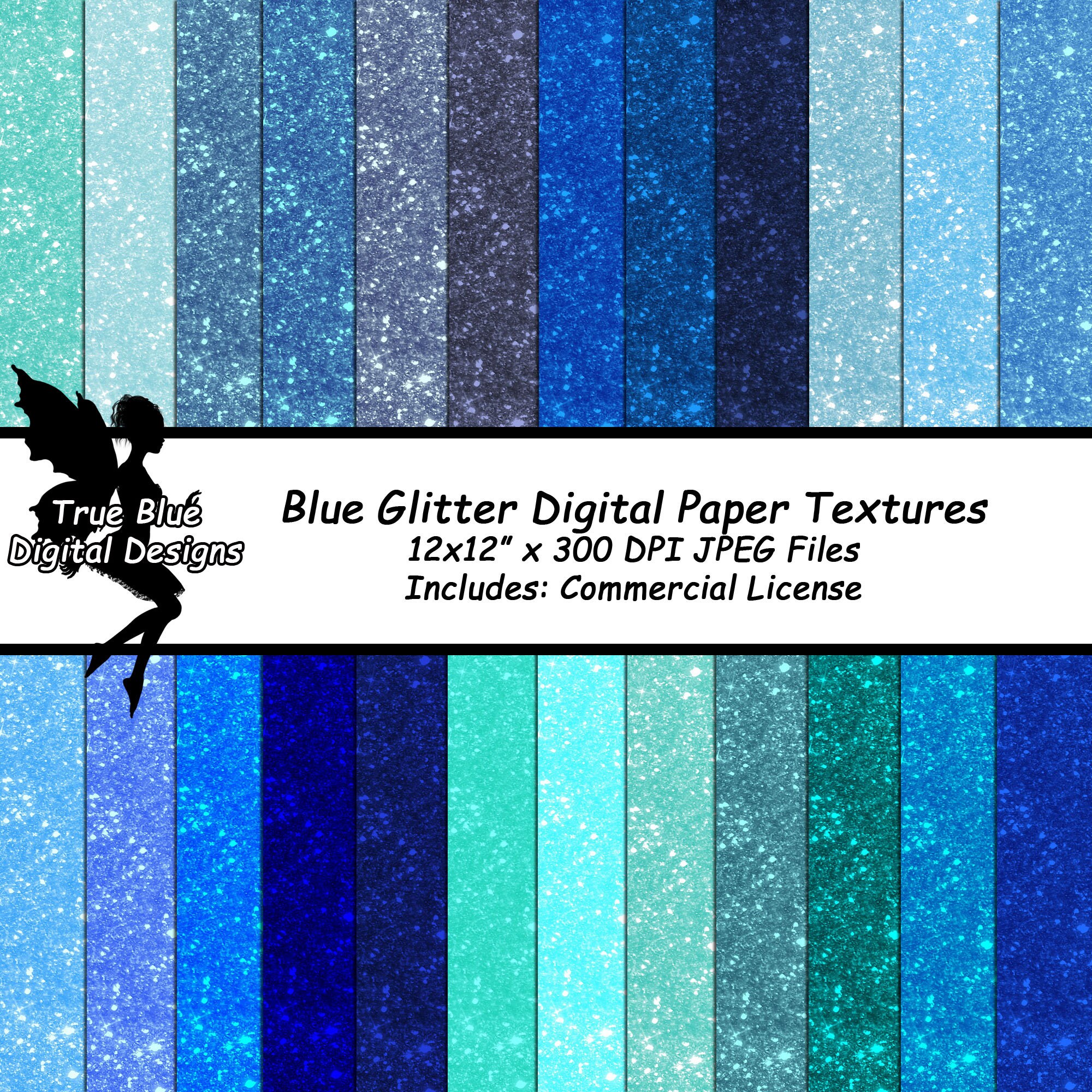 Seamless Blue Glitter, Digital Papers, Glam Digital Paper, Glitter Paper, Glitter Textures, Textured Paper, Scrapbook Paper