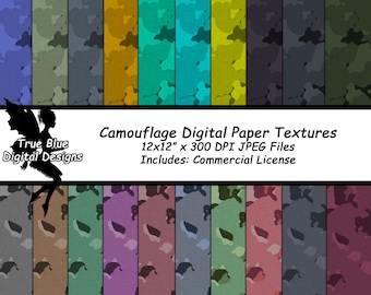 Camouflage Digital Paper, Camo, Army Colored Digital Paper, Camouflage Textures, Camo Textures, Camo Paper, Scrapbook Paper, Printable