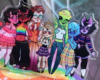 Monster Girls Pride Acrylic Standee | Monster Girl Acrylic Standee | Pride | Lesbian | Sapphic | Agender | Bisexual | Queer | Demisexual
