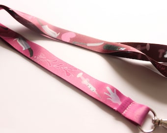 Yandere Lanyard | Anime Trope Inspired Lanyard | Double Sided Lanyard | KeikiiArt Monster Shop | Yandere | Yuno Gasai | Shion Sonozaki