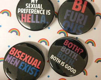 1.5" Round LGBT Pride Pinback Buttons | LGBT Pride | Pride | Bisexual | LGBTQIA+ | wlw | mlm | Bisexual Pride | Bisexual Flair